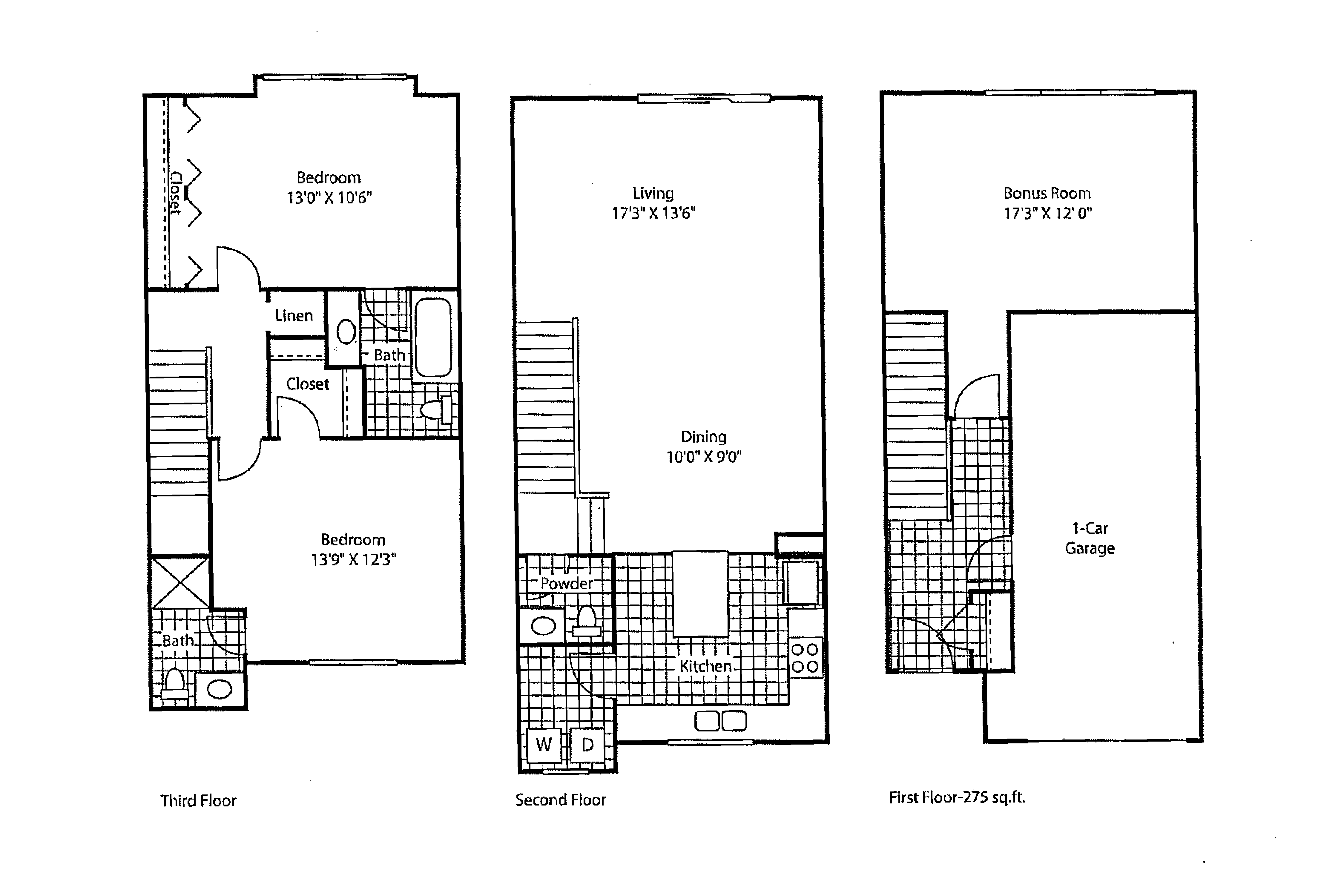 Floor plan for 2 beds, 2 baths, 1439 sqft